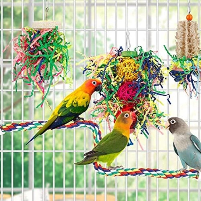 lovyoCoCo Bird Shredding Foraging Toys Parakeet Toy Chewing Hanging Toy Shredded Paper Bird Cage Accessories Bird Rope Perch for Conure Cockatiel Budgies Lovebird Parrotlet - Image 4
