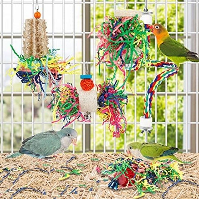 lovyoCoCo Bird Shredding Foraging Toys Parakeet Toy Chewing Hanging Toy Shredded Paper Bird Cage Accessories Bird Rope Perch for Conure Cockatiel Budgies Lovebird Parrotlet - Image 5