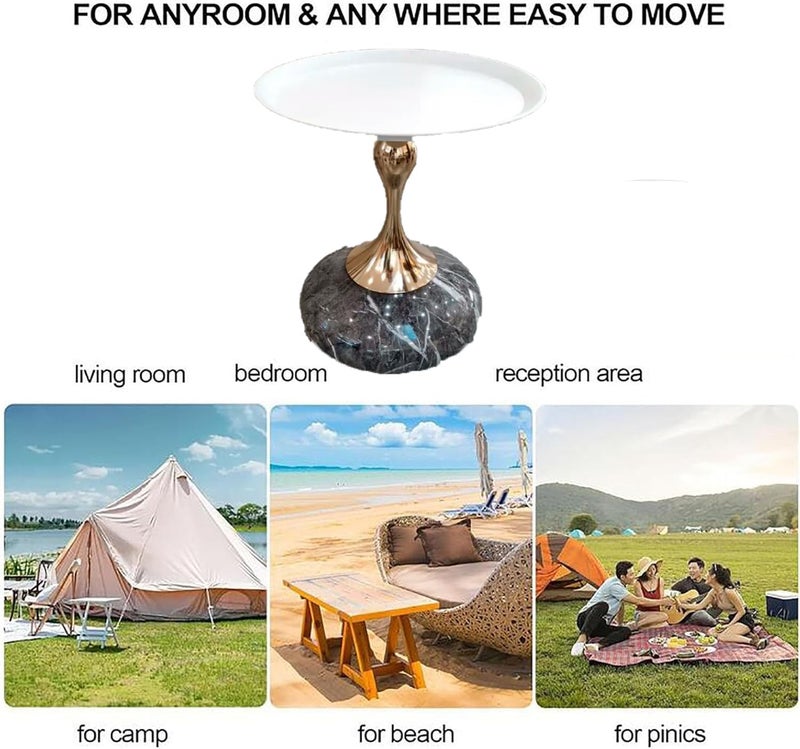 Glaceon Round End TablesMetal Side TableModern Space Saving Pedestal Coffee Table or Bedside Table for Bed Room Nightstand for Living Room Apartment Bedroom GL02 - Image 4