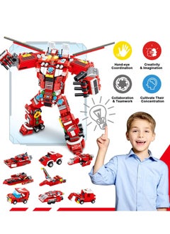 KASTWAVE Fire Robot STEM Building Toys, 836 PCS Creative Construction Truck Blocks Toys, 35 in 1 STEM Educational Building Bricks City Fire Rescue Vehicles Kit Gift for Kids for Boys Age 6+ Year Old  - Image 5