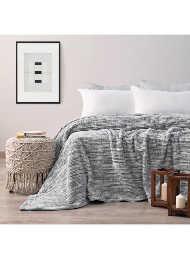 Morano Fluffy Blanket Printed Model 220X240Cm Ultra Soft Polyester Lightweight Cozy Warm Throw Textured Stripe Design Sofa Bed Cover Comfortable Fleece Winter Blanket, for Home and Bedding - Image 2