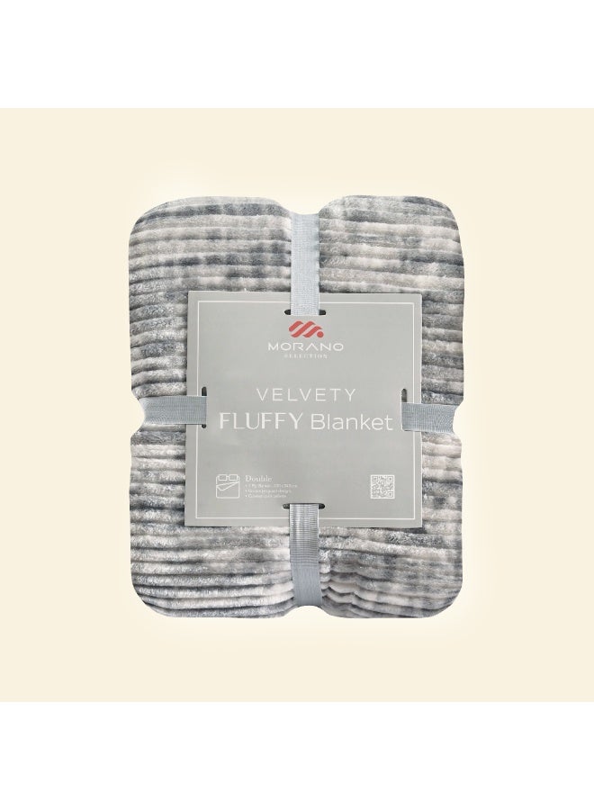 Morano Fluffy Blanket Printed Model 220X240Cm Ultra Soft Polyester Lightweight Cozy Warm Throw Textured Stripe Design Sofa Bed Cover Comfortable Fleece Winter Blanket, for Home and Bedding - Image 1