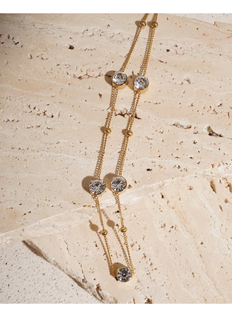 Sosha Elegance Floating Crystal Golden Necklace