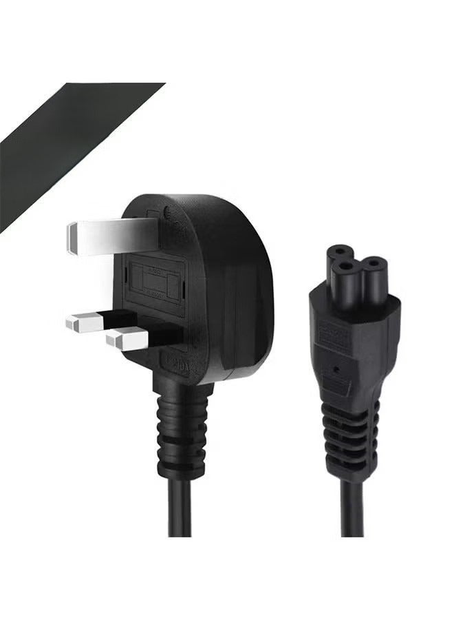 "Heavy Duty UK 3 Pin to Flower Power Cable with Fuse - 1.5 Meters Cloverleaf (C5) Mains Lead for Laptop, Printer, LED Monitor, TV Charger, Acer, Dell, HP, Compaq, Toshiba, Vaio - Black" - Image 2