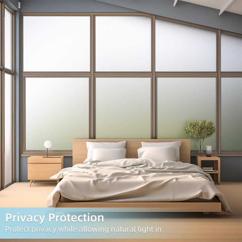 DUOFIRE Privacy Window Film Frosted Glass Film Static Cling Glass Film No Glue Anti-UV Window Sticker Non Adhesive for Privacy Office Meeting Room Bathroom Living Room, Matte White 35.4 x 157.4 in - Image 2