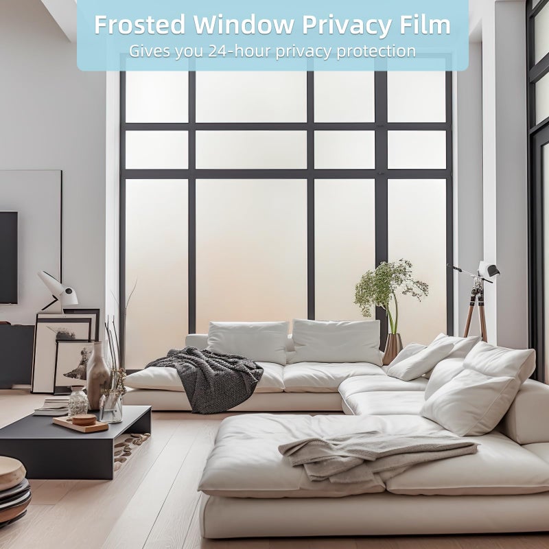 DUOFIRE Privacy Window Film Frosted Glass Film Static Cling Glass Film No Glue Anti-UV Window Sticker Non Adhesive for Privacy Office Meeting Room Bathroom Living Room, Matte White 35.4 x 157.4 in - Image 5