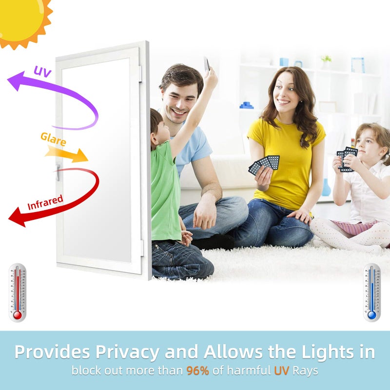 DUOFIRE Privacy Window Film Frosted Glass Film Static Cling Glass Film No Glue Anti-UV Window Sticker Non Adhesive for Privacy Office Meeting Room Bathroom Living Room, Matte White 35.4 x 157.4 in - Image 4