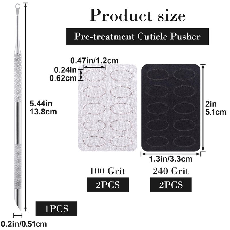 SmallCat 1 Pcs Cuticle Pusher Tool with 100#/240# Grit Nail Files, Metal Cuticle Tools, Stainless Steel Round Manicure Tools for Manicure Pedicure Nail Art, Salon, Home Use - Image 2