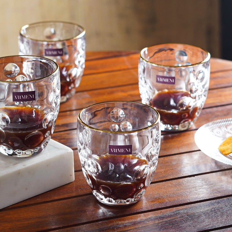 Artment Gold Rimmed BubbleSwirl Whiskey Glasses Set of 4 - Image 3
