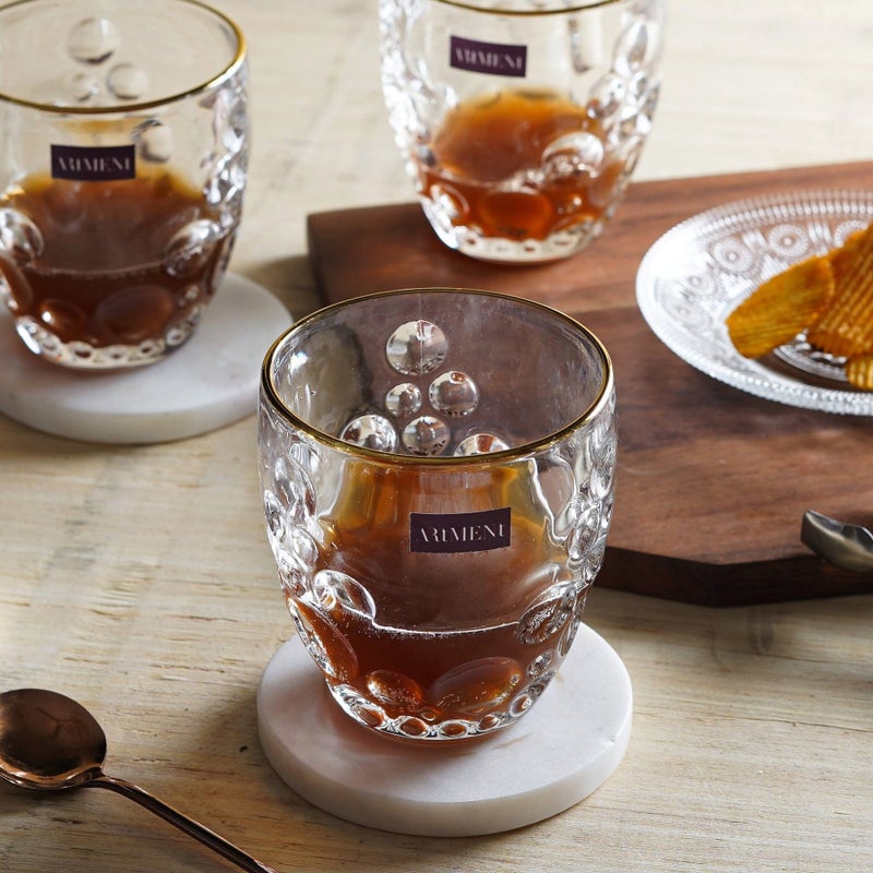Artment Gold Rimmed BubbleSwirl Whiskey Glasses Set of 4 - Image 2