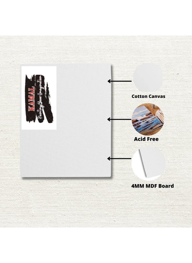 Kamal KAMAL Mix Brush Set (Mix Premium) with Cotton Canvas Board Medium Grain 16X12 Inch with Wooden Palette Medium  - Image 5