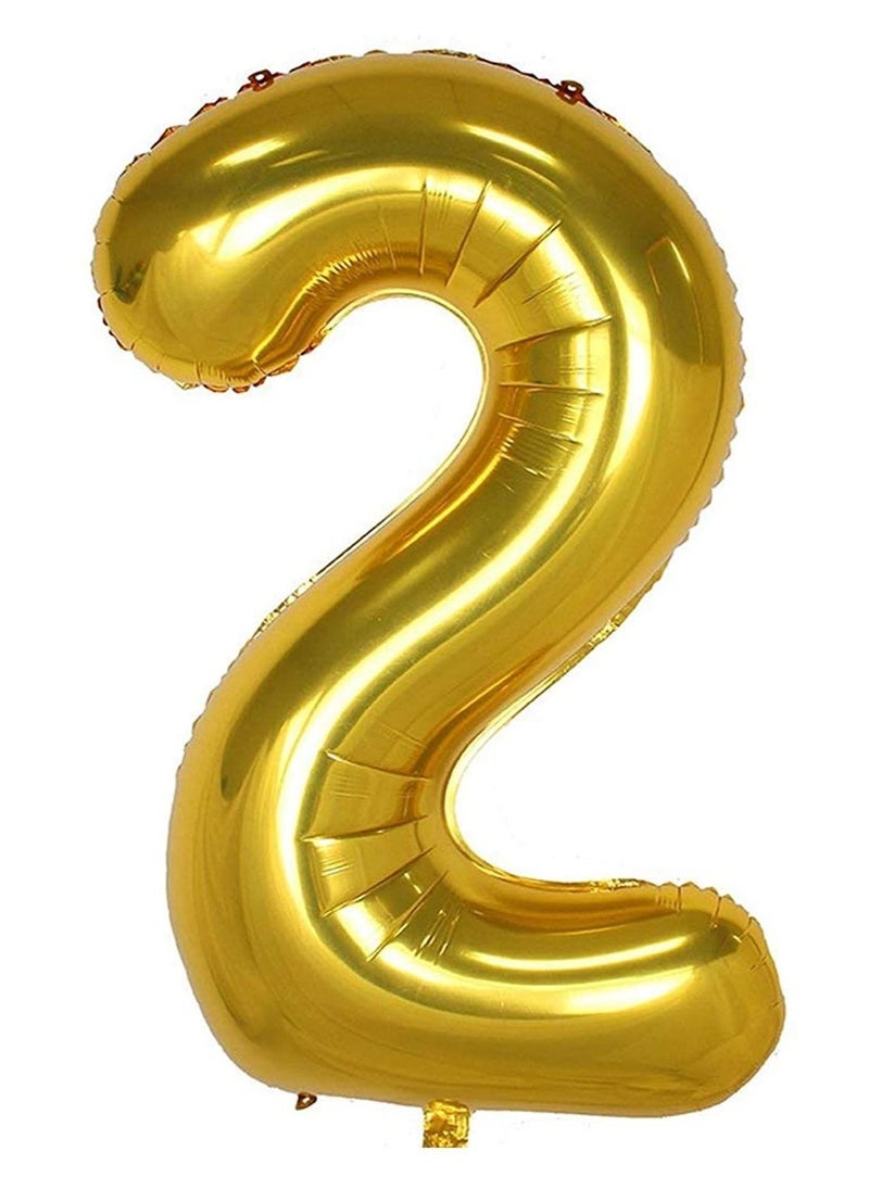 Brain Giggles 40 Inch Gold Number 2 Foil Balloon - Image 1
