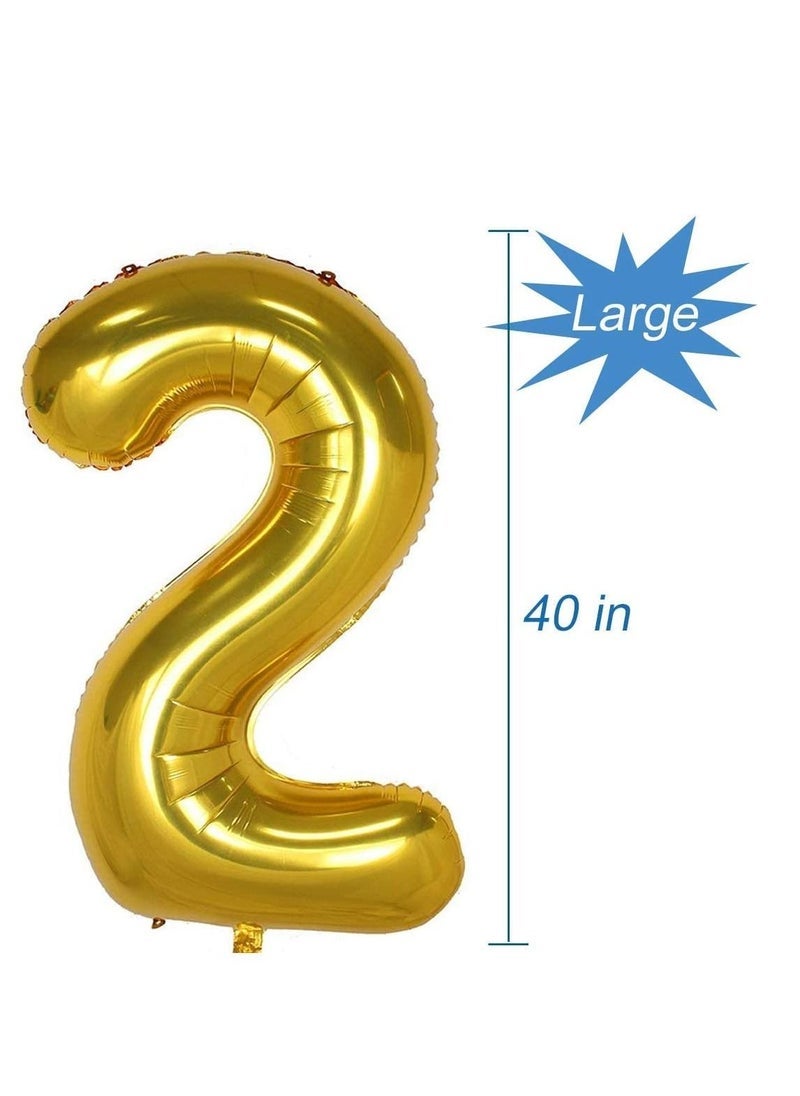Brain Giggles 40 Inch Gold Number 2 Foil Balloon - Image 3