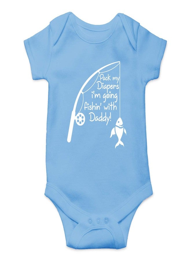 Funnwear جهزوا حفاضاتي، سأذهب للصيد مع أبي - بدلة أطفال أساسية مضحكة - طقم ملابس أطفال (6 أشهر، أزرق فاتح) - Image 1