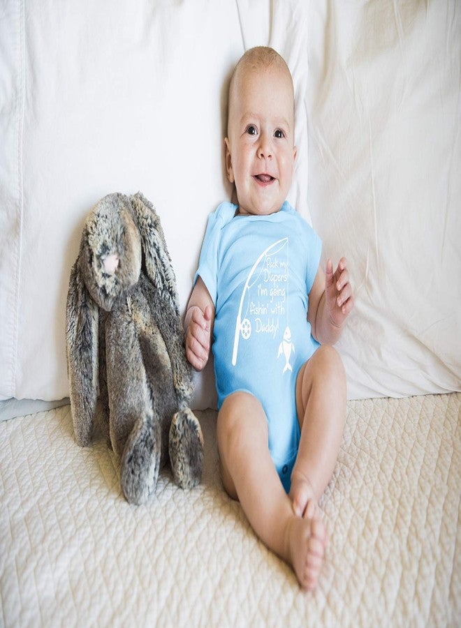 Funnwear جهزوا حفاضاتي، سأذهب للصيد مع أبي - بدلة أطفال أساسية مضحكة - طقم ملابس أطفال (6 أشهر، أزرق فاتح) - Image 3