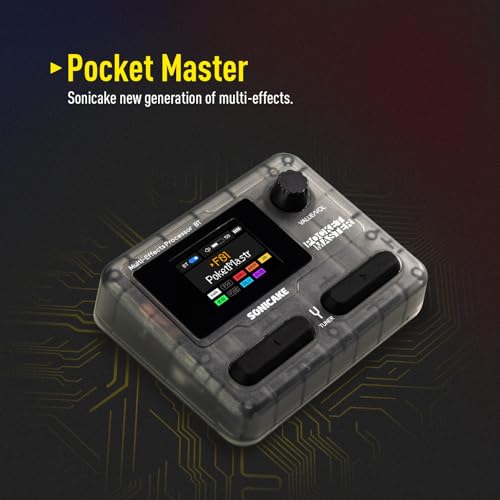 SONICAKE Pocket Master-بيدال متعدد التأثيرات المحمول، 100+ تأثيرات مدمجة للجيتار/الباس/الأكوستيك، نمذجة مضخم الصوت، محاكاة خزائن IR، واجهة صوت USB ستيريو OTG، قابلة لإعادة الشحن (أسود شفاف) - Image 2