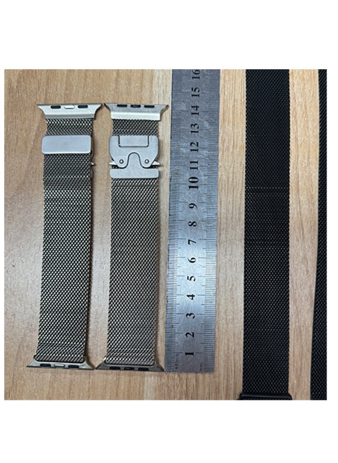 Generic - For Applewatch9876 For AppleWatch Ultra2 Parachute Buckle Milanese Nice S10 Strap Metal-Color:Black [large Thick Mesh]-Specifications:38/40/41/10 Generations 42 Universal - Image 1