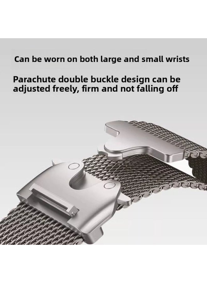Generic - For Applewatch9876 For AppleWatch Ultra2 Parachute Buckle Milanese Nice S10 Strap Metal-Color:Black [large Thick Mesh]-Specifications:38/40/41/10 Generations 42 Universal - Image 1