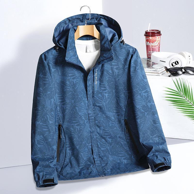 Generic 2023 Camo Windbreaker Jackets for Couples Male-Blue