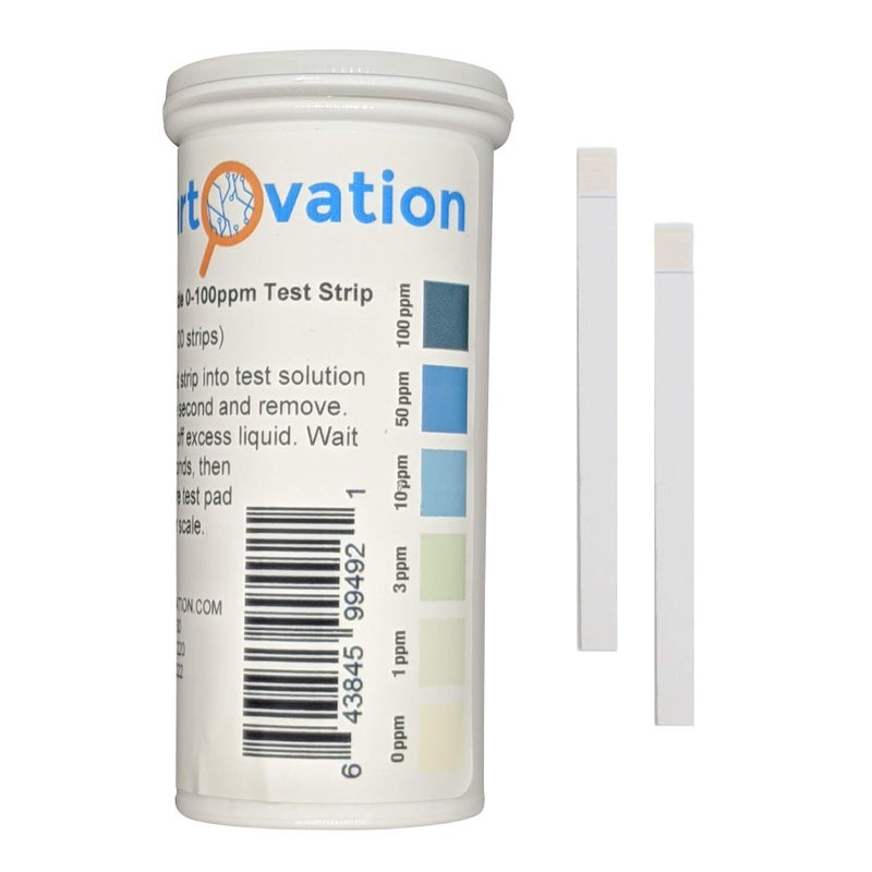 Bartovation Hydrogen Peroxide H2O2 0-100 ppm Test Strip Kit, Low Level [Vial of 100 Strips] - Image 1