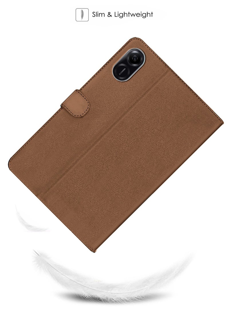 اوميكر - غطاء حماية مغناطيسي من جلد البولي يوريثان لهاتف Honor Pad X9 مقاس 11.5 بوصة 2023 بني داكن - Image 1