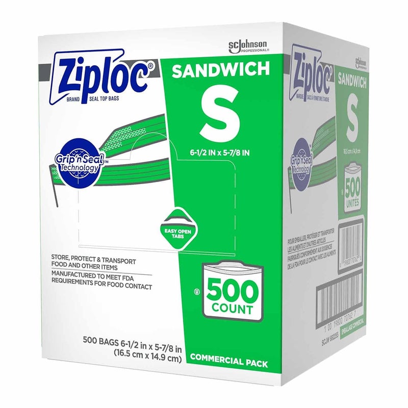زيبلوك Ziploc 682255 أكياس شطيرة قابلة للاستمتاع 1.2 مليون 6 1/2 × 6 مربع واضح من 500 - Image 3