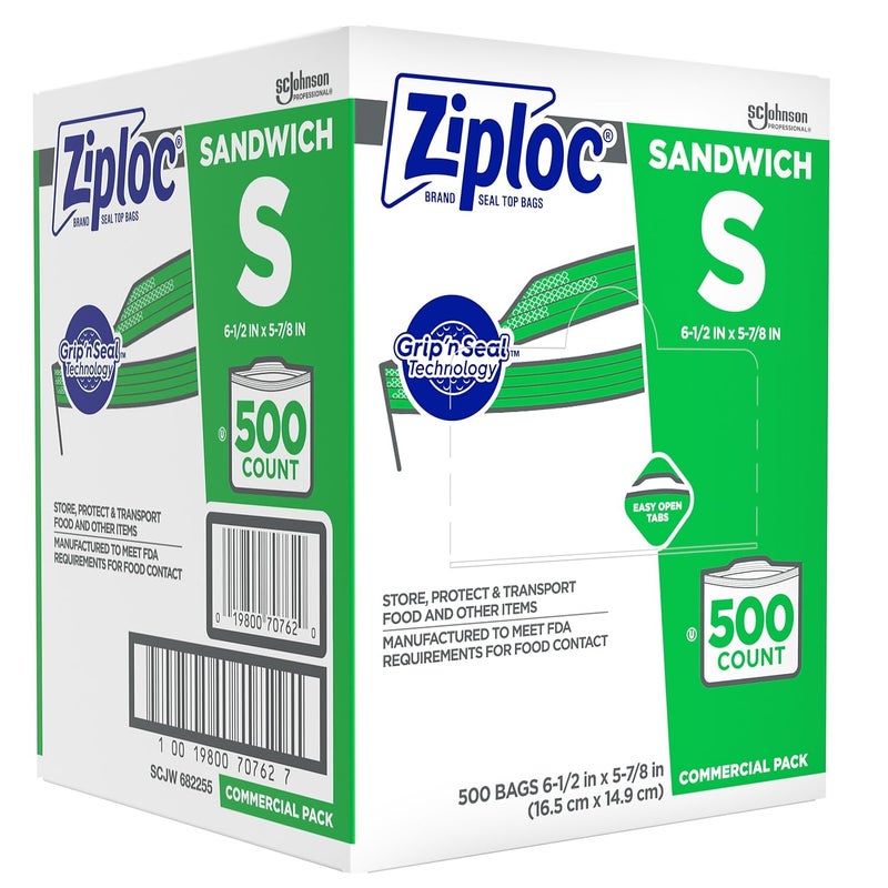زيبلوك Ziploc 682255 أكياس شطيرة قابلة للاستمتاع 1.2 مليون 6 1/2 × 6 مربع واضح من 500 - Image 4