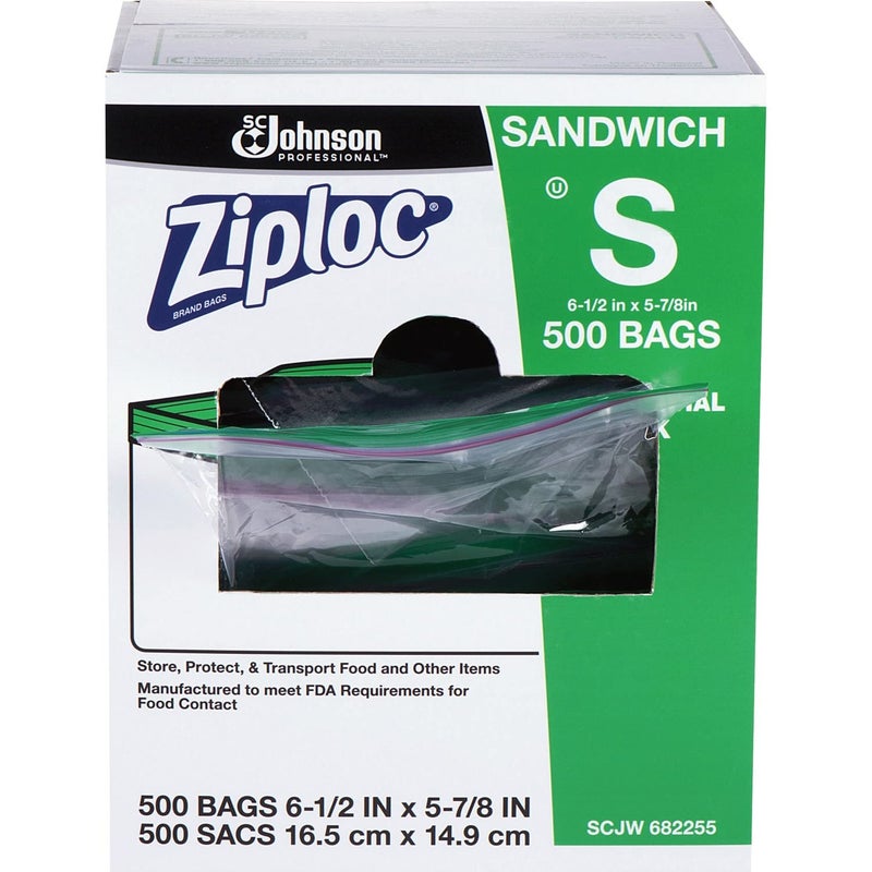 زيبلوك Ziploc 682255 أكياس شطيرة قابلة للاستمتاع 1.2 مليون 6 1/2 × 6 مربع واضح من 500 - Image 1