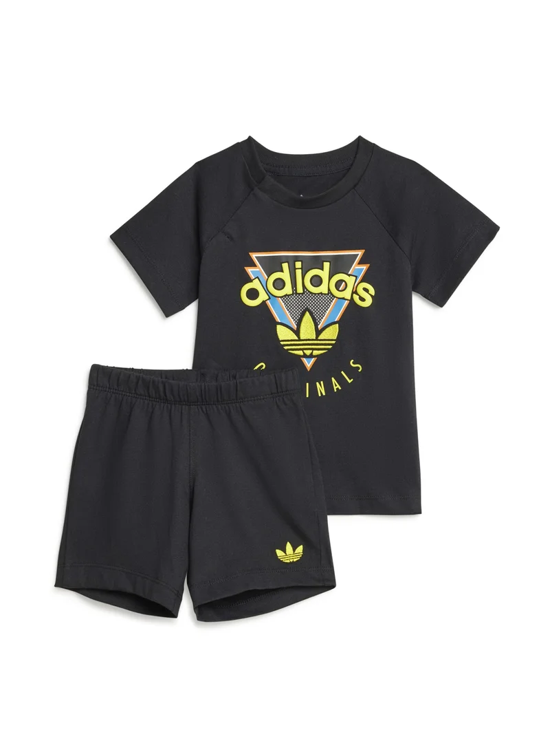 اديداس adidas SHORT TEE SET Black Originals Kids SUITS