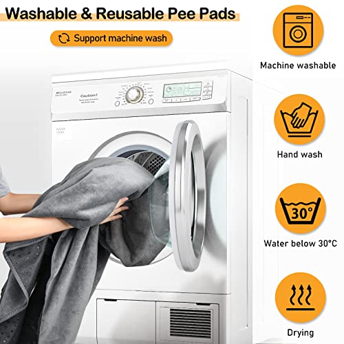 LOOBANI Washable Pee Pad for Dogs, 2 Packs Non-Slip Puppy Training Pads, Fast Absorbent Pet Whelping Pads, Puppy Playpen Mat for Incontinence, Housebreak, Crate , 36x72in, Gray - Image 5