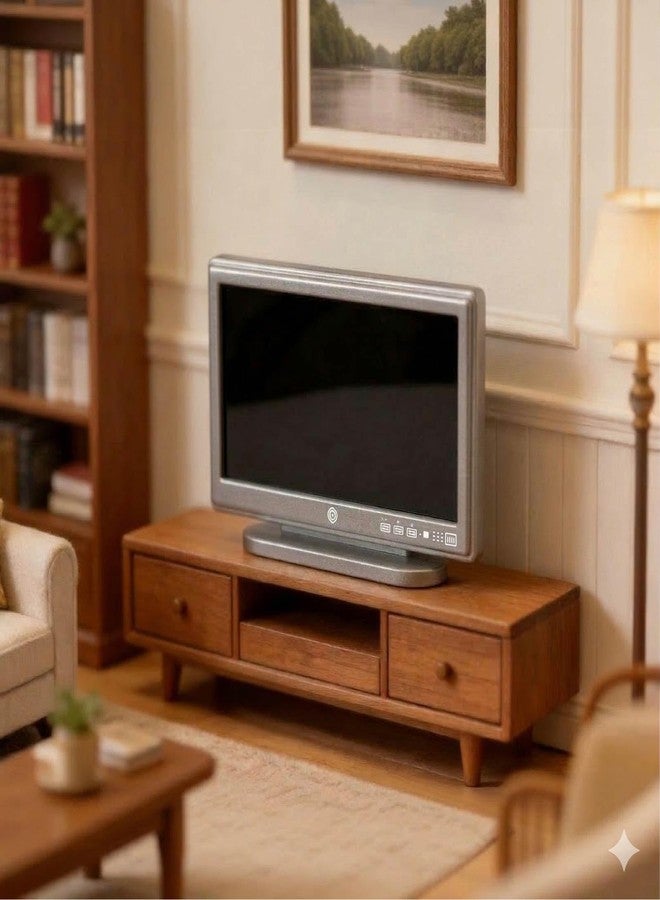 CHAMBERY 1:12 Scale Miniature TV with Remote Dollhouse Accessories Decoration - Image 3