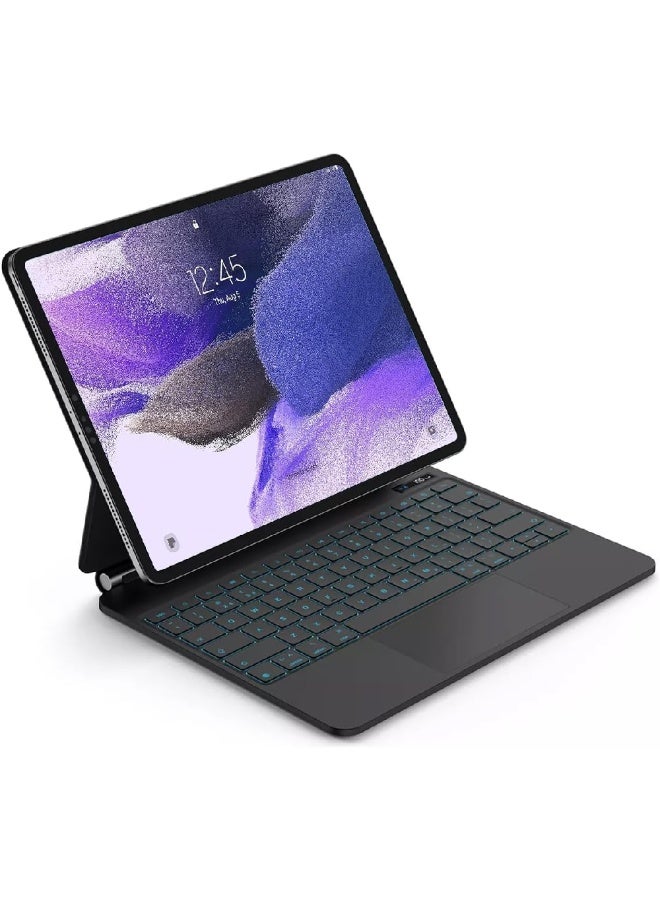 زومي لوحة مفاتيح سحرية لجهاز سامسونج جالاكسي تاب S10 لايت / S10 FE / S9 FE مقاس 10.9 بوصة وS9 مقاس 11 بوصة، غطاء لوحة مفاتيح مع حامل عائم مغناطيسي، شاشة رقمية، لوحة لمس متعددة اللمس، إضاءة خلفية بألوان متعددة (7 ألوان) - Image 1