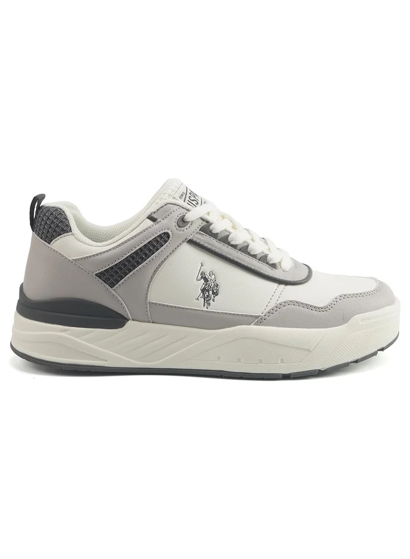 Men's White Low-Top Sneakers - Modern Design with Grey Accents, Durable and Stylish Casual Footwear