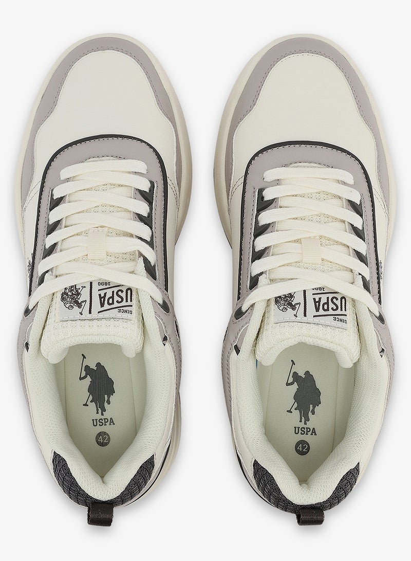 يو اس بولو اسن أحذية رياضية بيضاء للرجال بتصميم عصري بلمسات رمادية، أحذية كاجوال متينة وأنيقة - Image 5