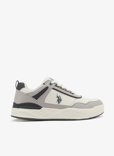 Men's White Low-Top Sneakers - Modern Design with Grey Accents Shoes, Durable and Stylish Casual Footwear