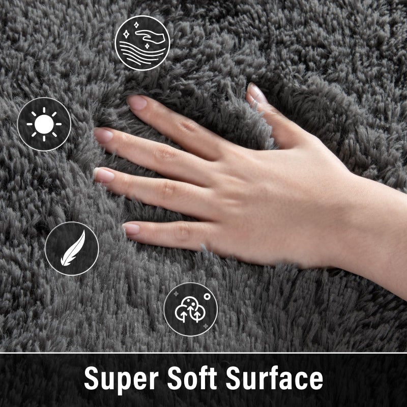 Merelax Soft Modern Indoor Large Shaggy Rug for Livingroom Bedroom Dorm Kids Room Home Decor, Non-Slip Plush Fluffy Furry Fur Area Rugs Comfy Nursery Accent Floor Carpet 9x12 Feet, Dark Grey - Image 3