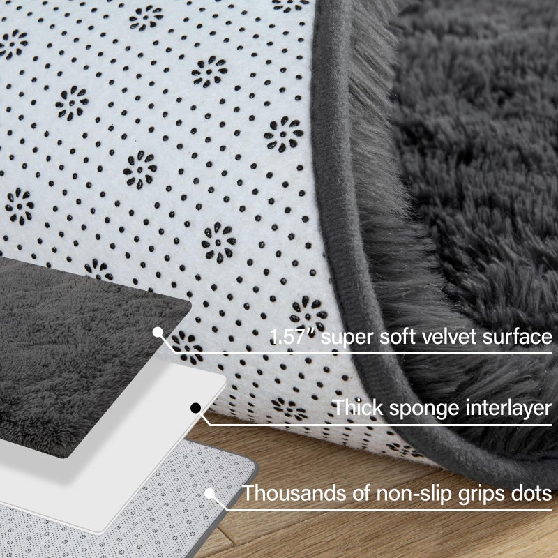 Merelax Soft Modern Indoor Large Shaggy Rug for Livingroom Bedroom Dorm Kids Room Home Decor, Non-Slip Plush Fluffy Furry Fur Area Rugs Comfy Nursery Accent Floor Carpet 9x12 Feet, Dark Grey - Image 4