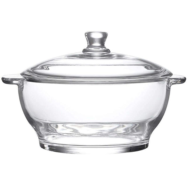 Ash & Roh® 1000 ML Glass Casserole Deep Round - Oven and Microwave Safe Serving Bowl with Glass Li (Pack of 1) - Image 1