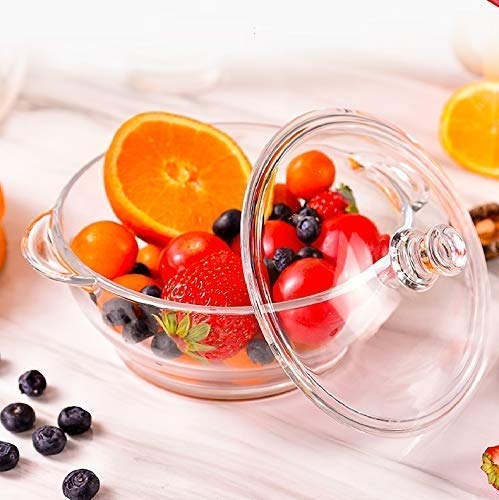 Ash & Roh® 1000 ML Glass Casserole Deep Round - Oven and Microwave Safe Serving Bowl with Glass Li (Pack of 1) - Image 5