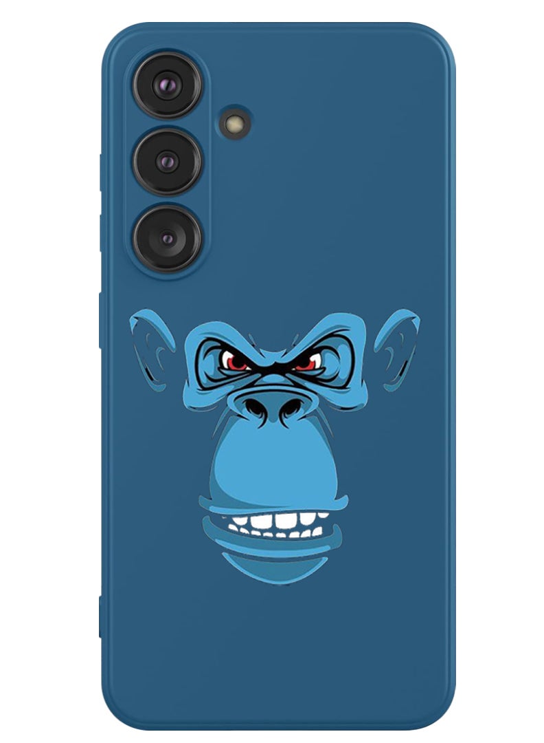 Theodor Protective Slim Fit Case Liquid Silicone Cover with Full Body Protection Anti-Scratch Shockproof Case For Samsung Galaxy S24 Plus (Blue) - Blue monkey face - Image 1