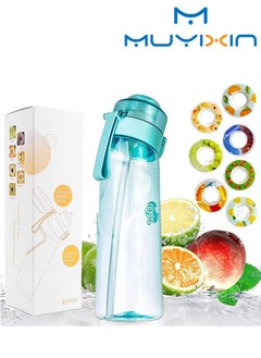 Air Water Bottle with 7 Flavor Pods, 650ML Leak Proof Sports Water Bottles With Straw, 0% Sugar Fruit Fragrance Drinking Bottles
