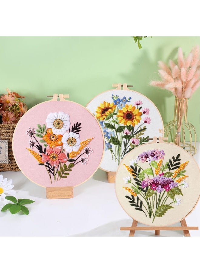 Mordely Embroidery Kit for Beginners, 3 Pack Starter Set with Patterns, Hoop, Threads & Tools for Adults DIY Craft - Image 4