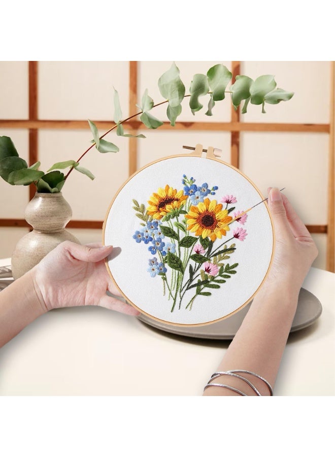 Mordely Embroidery Kit for Beginners, 3 Pack Starter Set with Patterns, Hoop, Threads & Tools for Adults DIY Craft - Image 5