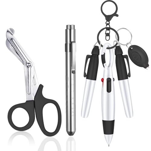 Yaure Joy 6 Pcs Nurse Pen Set Nurse Badge Accessories for Work Doctor Nursing Students Supplies (Silver) - Image 1