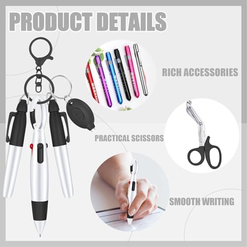 Yaure Joy 6 Pcs Nurse Pen Set Nurse Badge Accessories for Work Doctor Nursing Students Supplies (Silver) - Image 3