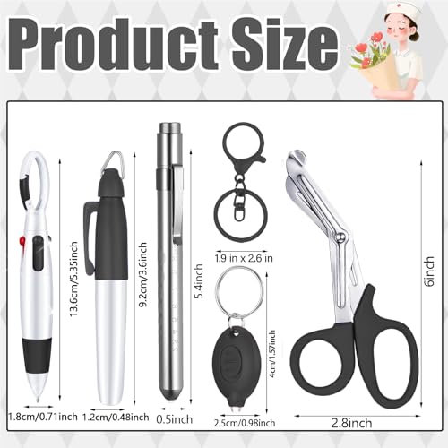 Yaure Joy 6 Pcs Nurse Pen Set Nurse Badge Accessories for Work Doctor Nursing Students Supplies (Silver) - Image 2