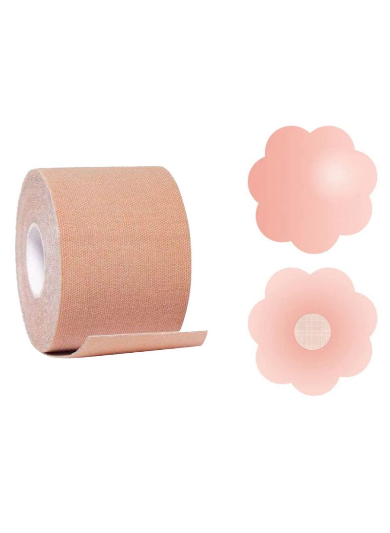 Glamroot Women's Silicone Nipple Cover With Tape For A-E Cup Size Beige - Image 1