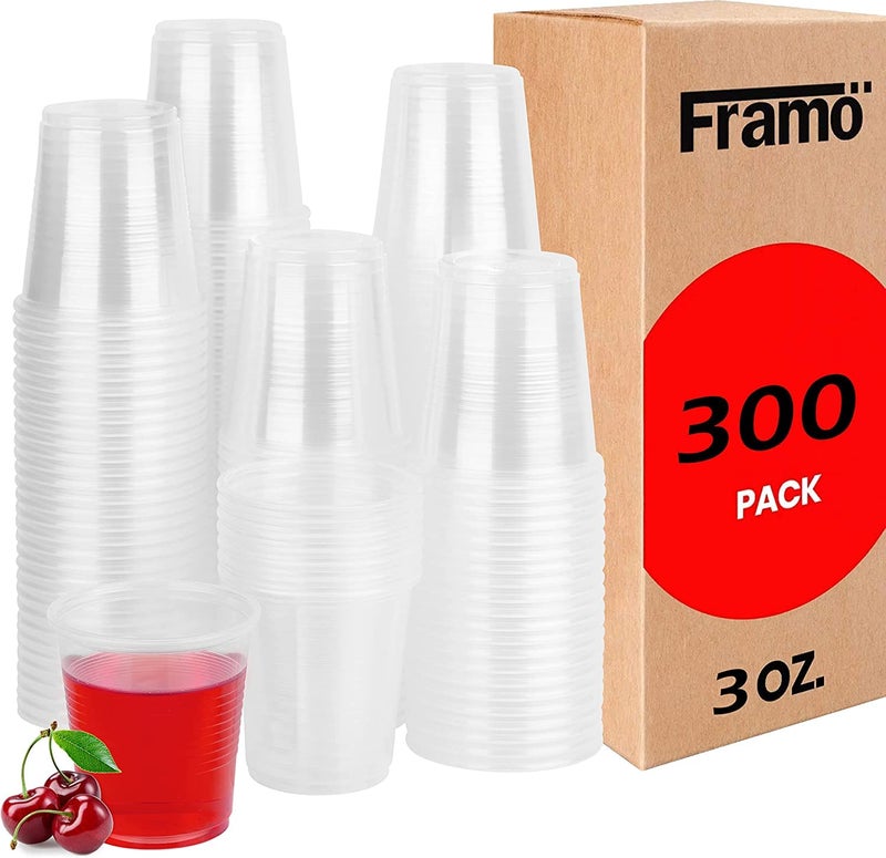 Framo 3 Oz Clear Plastic Cups Small Disposable Bathroom Mouthwash Cups300 count
