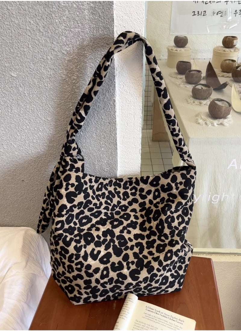 BLLE ROWN Leopard Pattern Large Capacity Shoulder Bag Casual Tote Bag  - Image 1