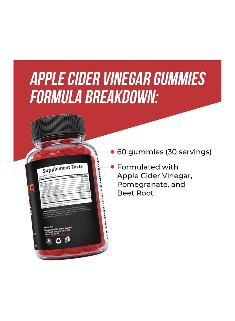 Orphic Nutrition Apple Cider Vinegar Gummies - 1000mg - Formulated to Support Weight Loss Efforts & Gut Health* - Supports Digestion, Detox & Cleansing* - ACV Gummies W/VIT B12, Beetroot & Pomegranate (60 Gummies) - Image 5